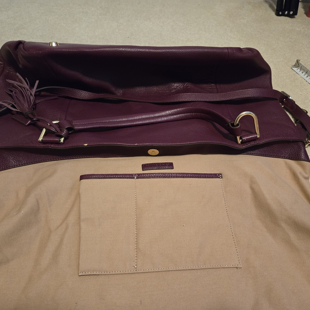 ❤️👜❤️G.I.L.I. Roma Large Pebbled Leather Tote in Deep Plum❤️👜❤️ - Picture 11 of 16